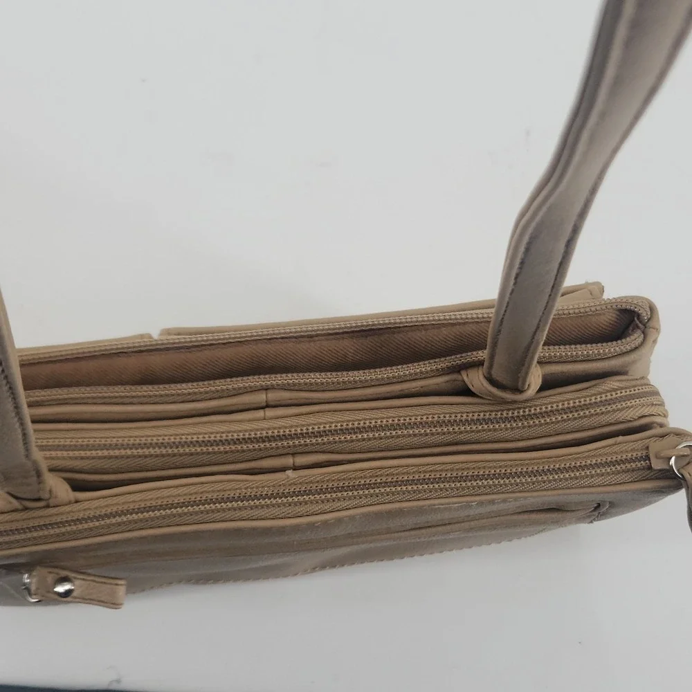 Koltov Tan Organizer Crossbody Shoulder Bag Multi Pocket Purse 9.5